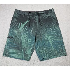 DaHui Hybrid Collection Shorts Mens 36 Green Tropical Chino Stretch 10 Inseam
